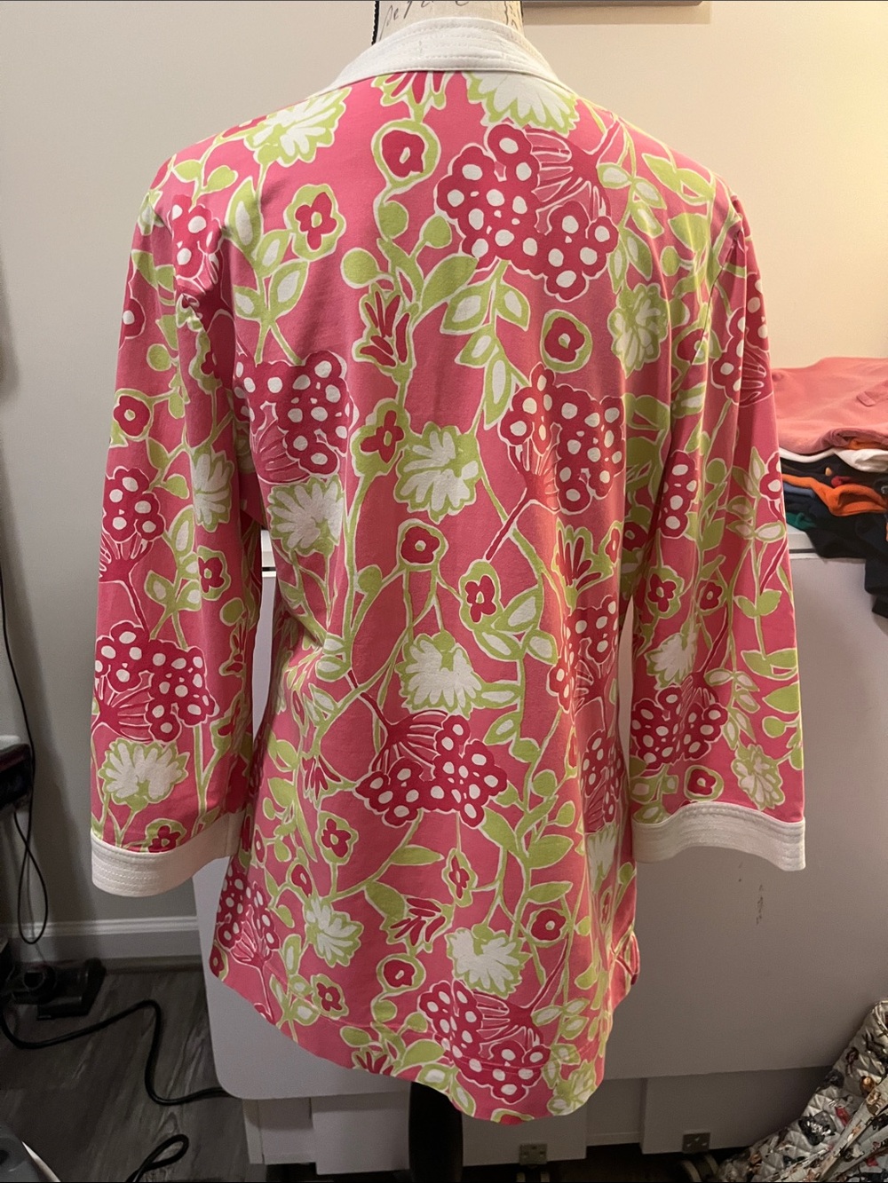 Lilly Pulitzer Hot Pink & Lime Floral V-Neck Tunic - Picture 3 of 5